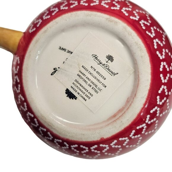 Harry & David Holiday Mug Red White Stars Ceramic Christmas Ornament Coffee Cup - Picture 6 of 8